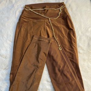 weworewhat brown metallic leggings